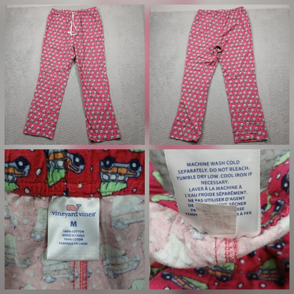 Vineyard Vines Pajama Pants Men's M Pink Truck Print Lounge Sleep Cotton
